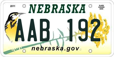 NE license plate AAB192