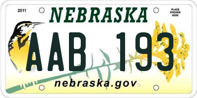 NE license plate AAB193