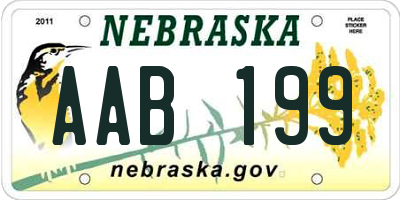 NE license plate AAB199