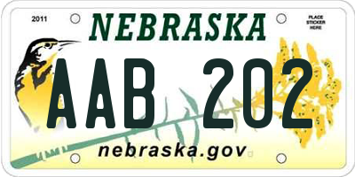 NE license plate AAB202