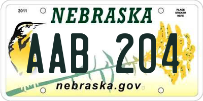 NE license plate AAB204