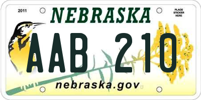 NE license plate AAB210