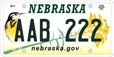NE license plate AAB222