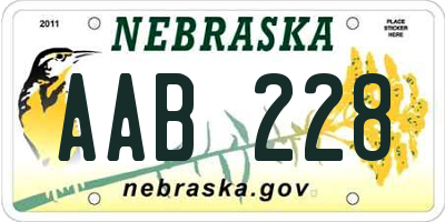 NE license plate AAB228