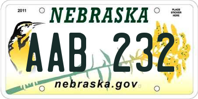 NE license plate AAB232