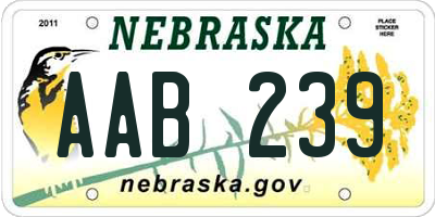 NE license plate AAB239