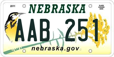 NE license plate AAB251