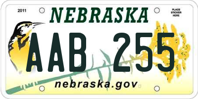 NE license plate AAB255