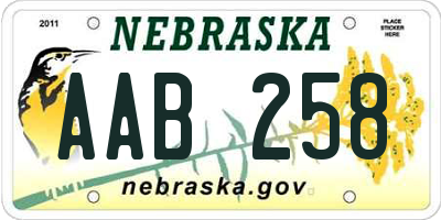 NE license plate AAB258