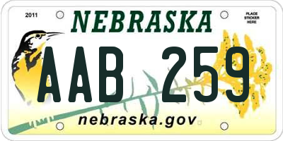 NE license plate AAB259