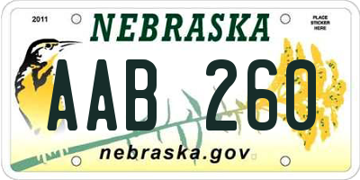 NE license plate AAB260