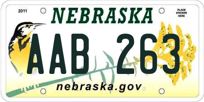 NE license plate AAB263