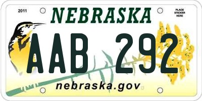 NE license plate AAB292