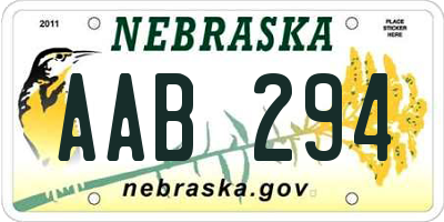 NE license plate AAB294