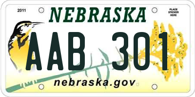 NE license plate AAB301