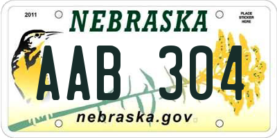 NE license plate AAB304
