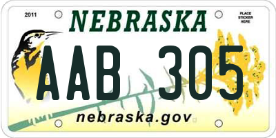 NE license plate AAB305