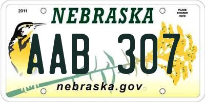 NE license plate AAB307