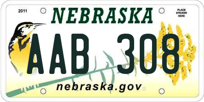 NE license plate AAB308