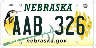 NE license plate AAB326