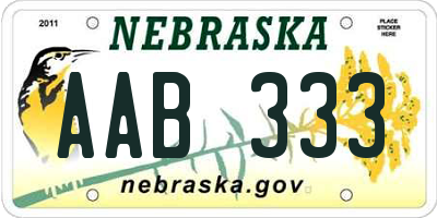 NE license plate AAB333