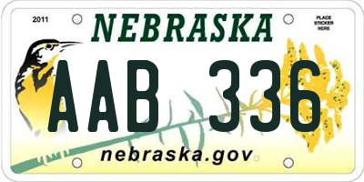 NE license plate AAB336