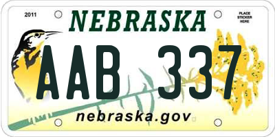 NE license plate AAB337