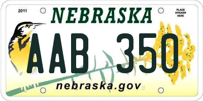 NE license plate AAB350