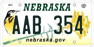 NE license plate AAB354