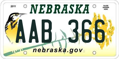 NE license plate AAB366