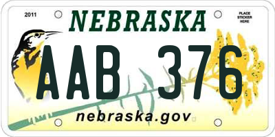 NE license plate AAB376
