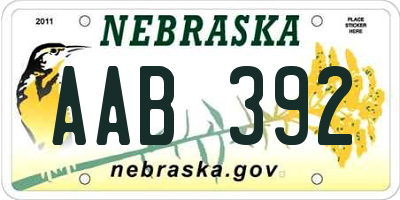 NE license plate AAB392