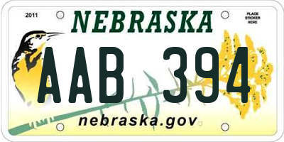 NE license plate AAB394