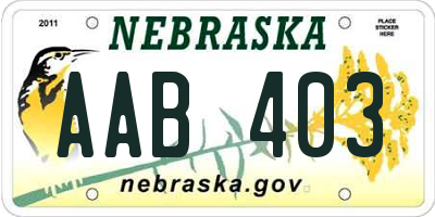 NE license plate AAB403