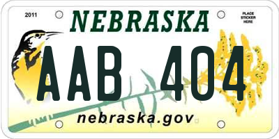 NE license plate AAB404