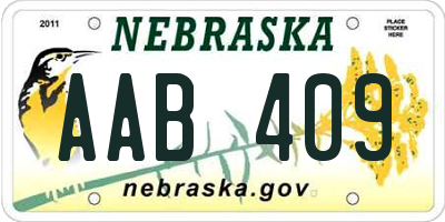 NE license plate AAB409