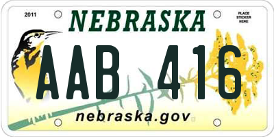 NE license plate AAB416