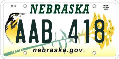 NE license plate AAB418