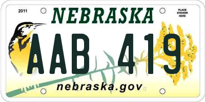 NE license plate AAB419