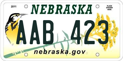 NE license plate AAB423