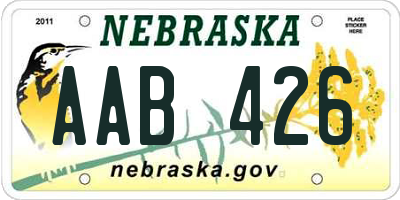 NE license plate AAB426