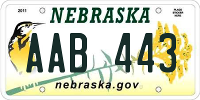 NE license plate AAB443