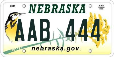 NE license plate AAB444