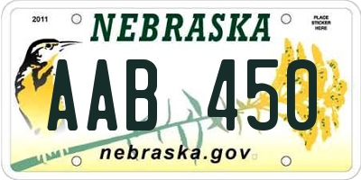 NE license plate AAB450