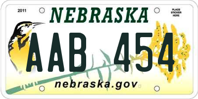 NE license plate AAB454