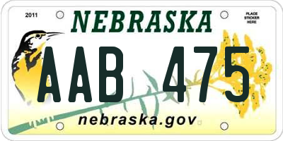 NE license plate AAB475