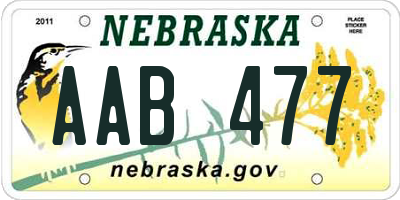 NE license plate AAB477
