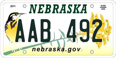 NE license plate AAB492