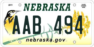 NE license plate AAB494