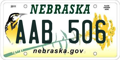NE license plate AAB506